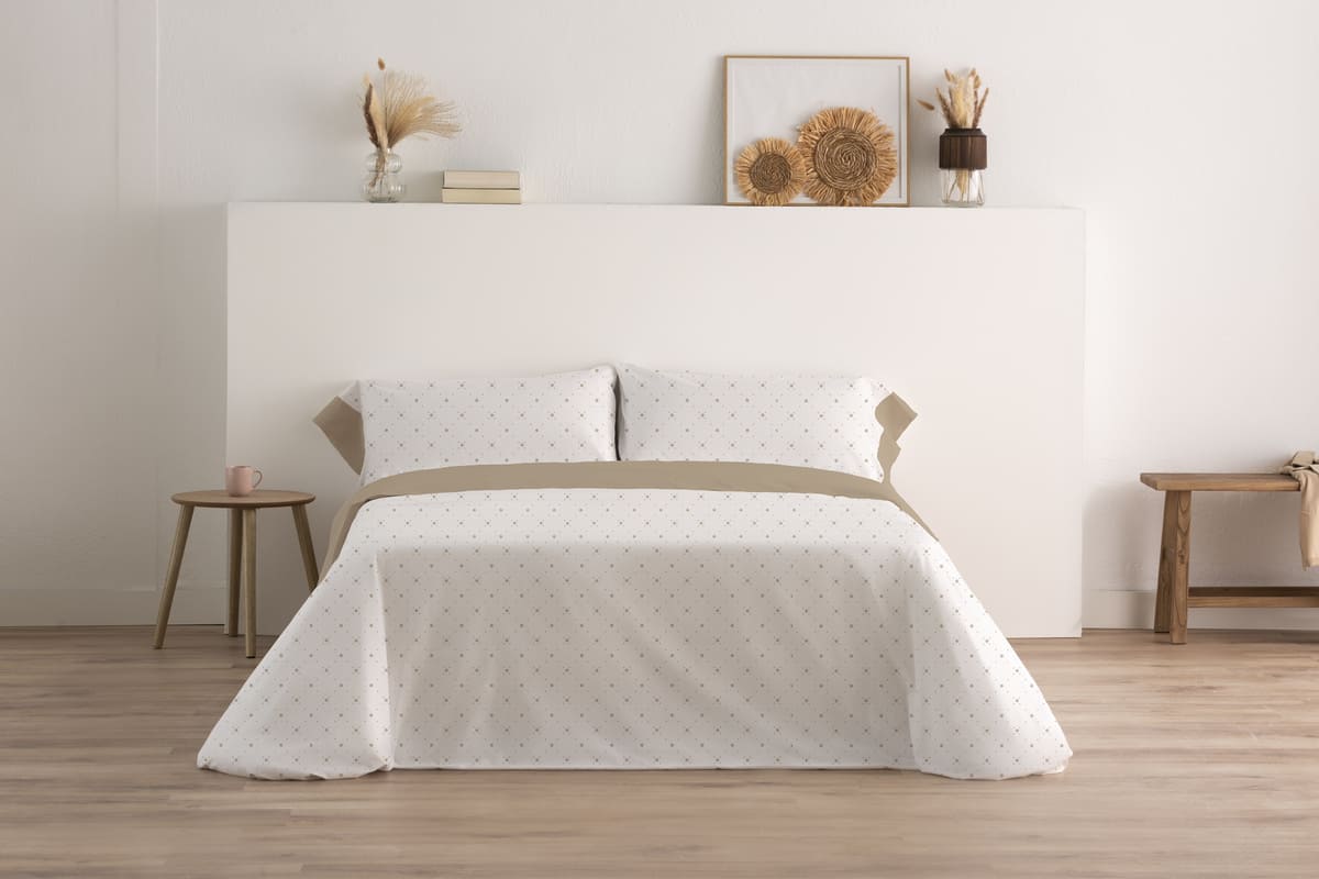 JUEGO SÁBANA ESTAMPADA CELLA BEIG