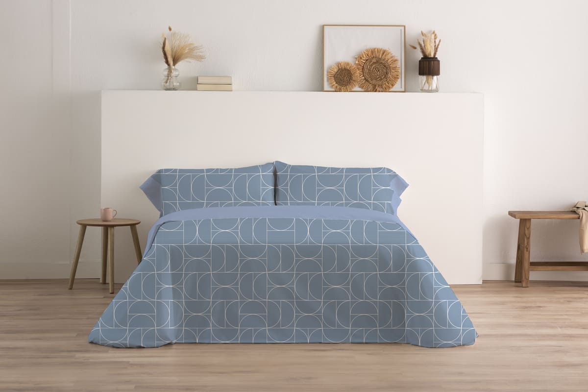 JUEGO SÁBANA ESTAMPADA DEFORME AZUL