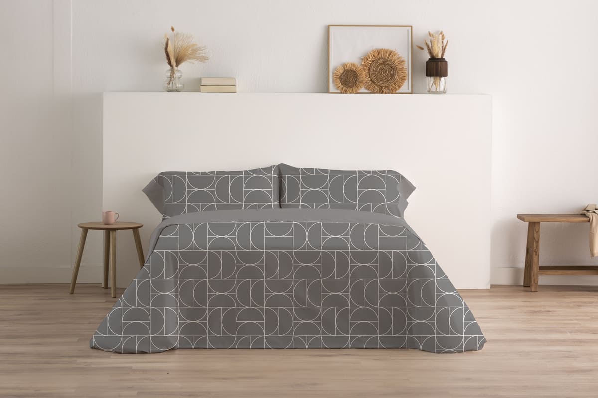 JUEGO SÁBANA ESTAMPADA DEFORME GRIS