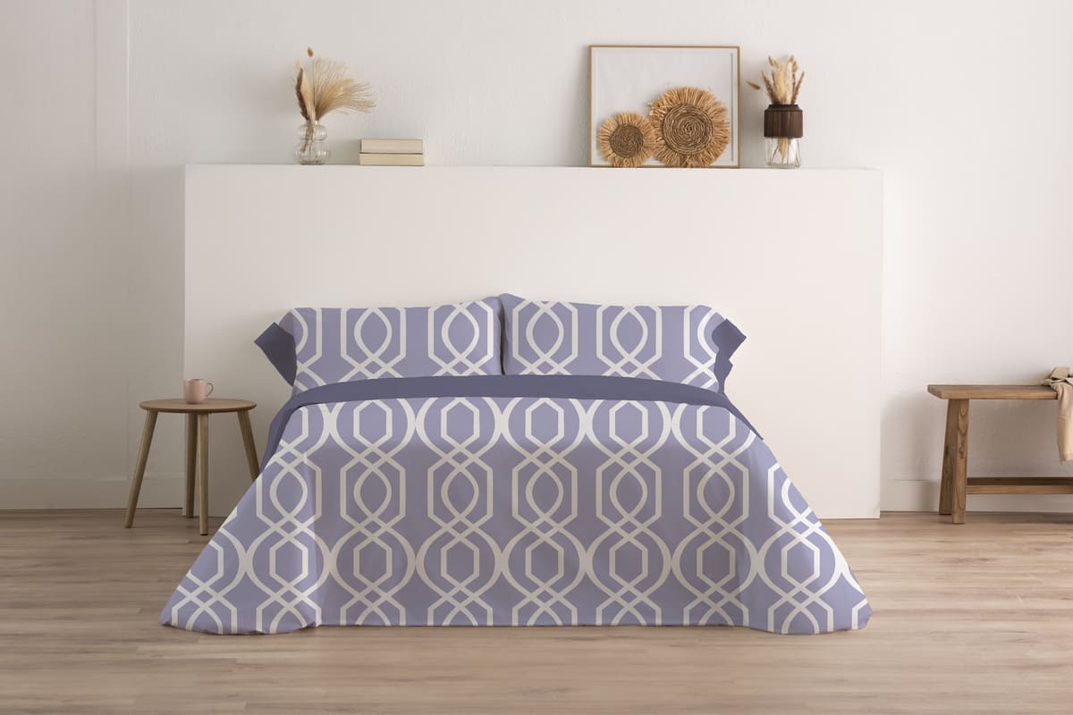 JUEGO SÁBANA ESTAMPADA LAIN MORADO